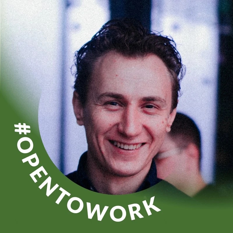 Ivan Kuznetsov, smiling, with an "Open to work" frame